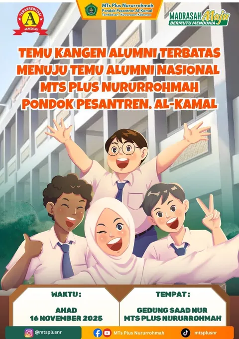Foto sampul undangan Temu Almnui Nasional Mts Plus Nururrohmah Ppalkamal