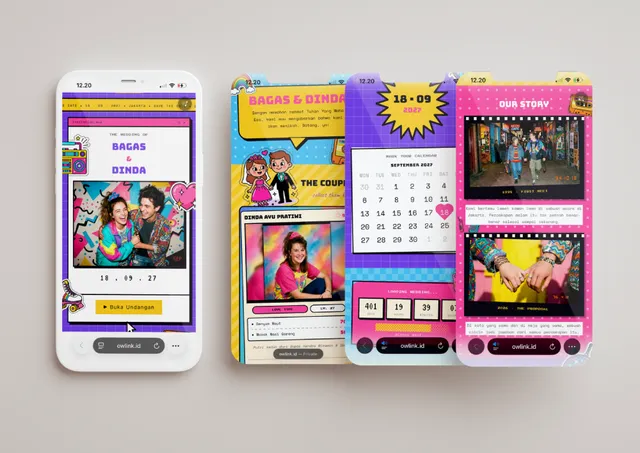 Desain undangan Retro 90s Colorful